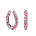 Lauren G. Adams Flowers by Orly - Long Huggie Earrings (Silver/Hot Pink)